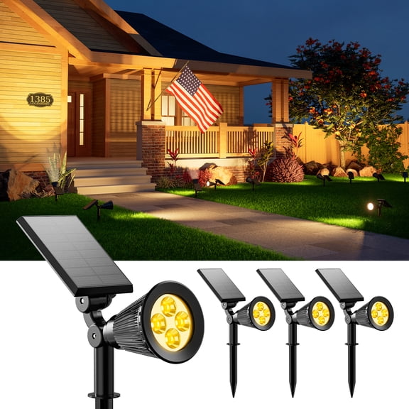 Yinghao 4 Pack Solar Spotlights Waterproof Outdoor for Christmas Decorations, Santa Claus, Snowman, Outside Landscape Light for Lawn, Garden, Yard