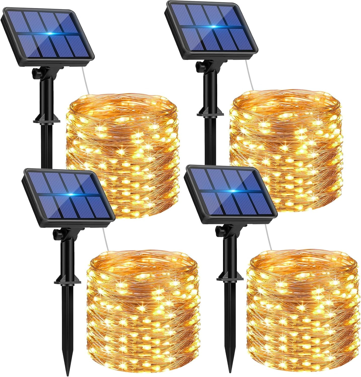 4 Pack Solar String Lights Outdoor, Extra-Long 400LED Solar Fairy Lights Wate
