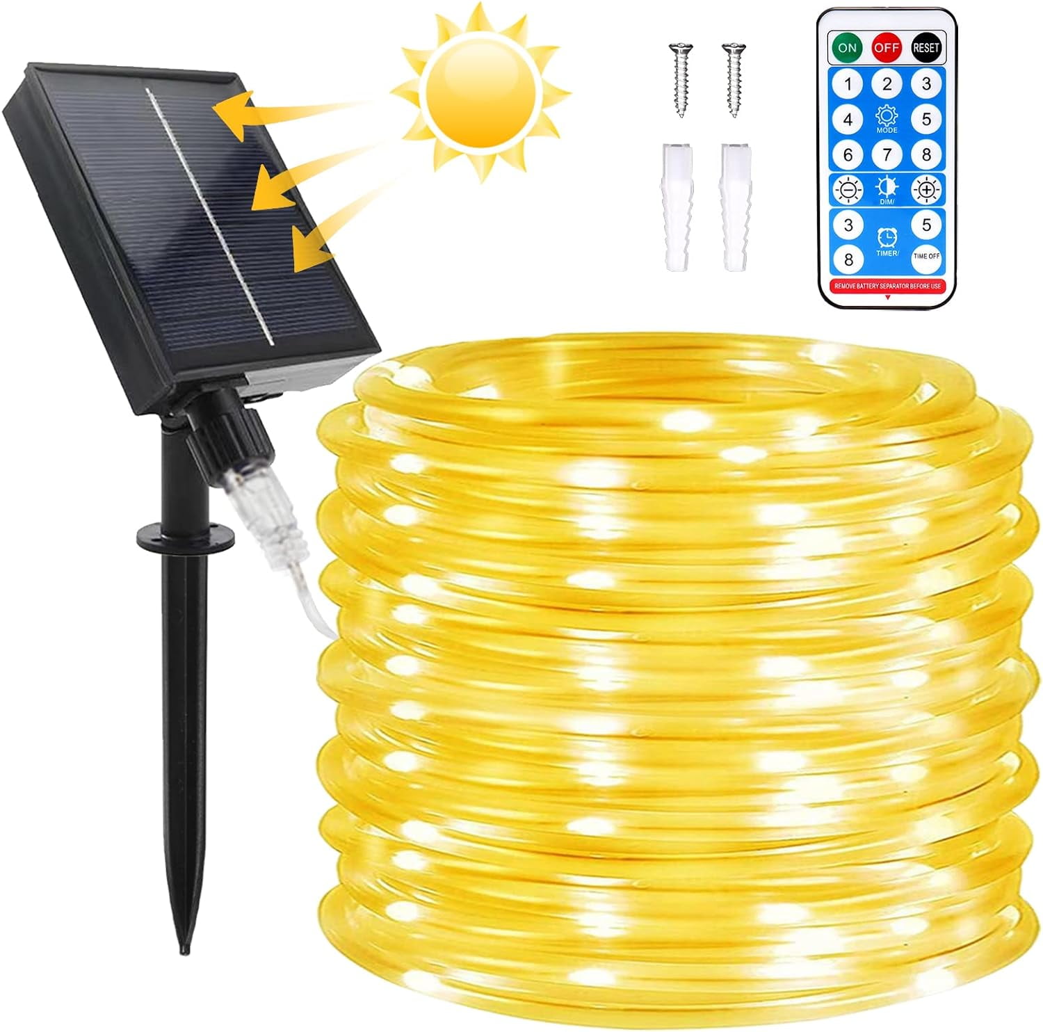 4 Pack Solar String Lights Outdoor Rope Lights, 39ft 8 Modes 100 LED ...