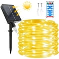 thumbnail image 1 of 4 Pack Solar String Lights Outdoor Rope Lights, 39ft 8 Modes 100 LED Solar Garden Lights Waterproof Tube Light with Remote for Home Wedding Christmas Party Decorations (Warm White), 1 of 12