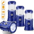 thumbnail image 1 of 4 Pack Solar USB Rechargeable Power Brightest COB LED Camping Lantern , Charging for Android, Waterproof Collapsible Emergency LED Light - Blue, 1 of 9