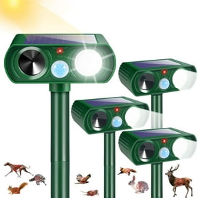 4-Pack Solar Ultrasonic Animal Repellent with Motion Sensor & Flashing Light, Outdoor Pest Deterrent for Deer, Cats, Rabbits, Squirrels, Raccoons - Protect Yard, Garden, Lawn