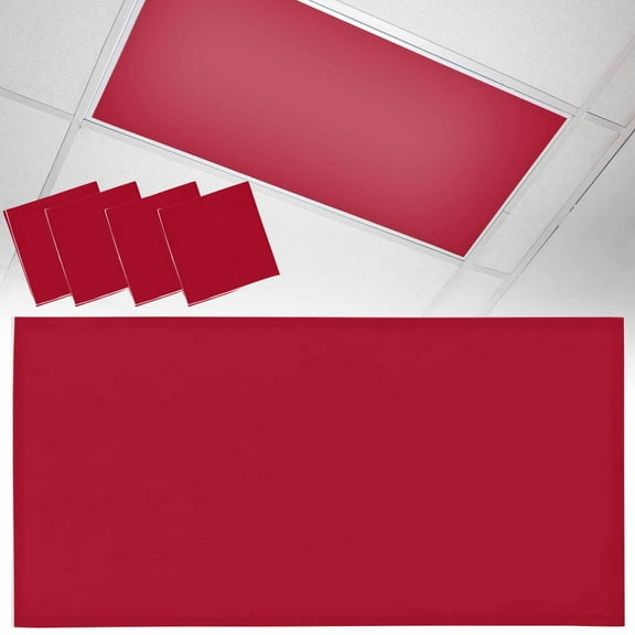 4 Pack Solid Color Fluorescent Light Covers for Ceiling Lights Red Magnetic Ceiling Light Covers Overhead Light Filters for Office Classroom Home