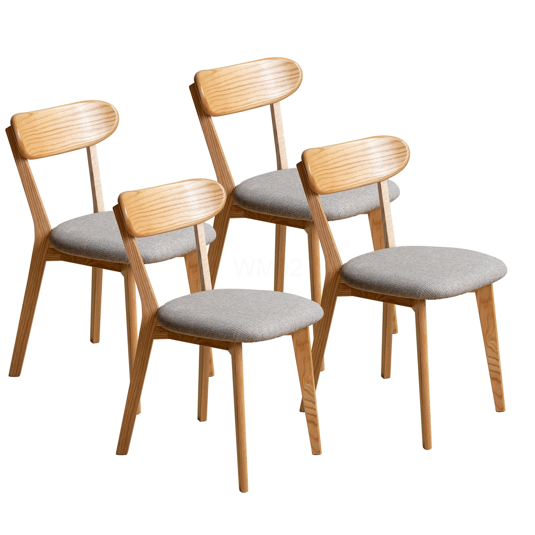 4-Pack Solid Oak Wood Dining Chairs with Upholstered Seats, FAS Grade Natural Wood Finish, Comfortable Kitchen and Dining Room Chairs