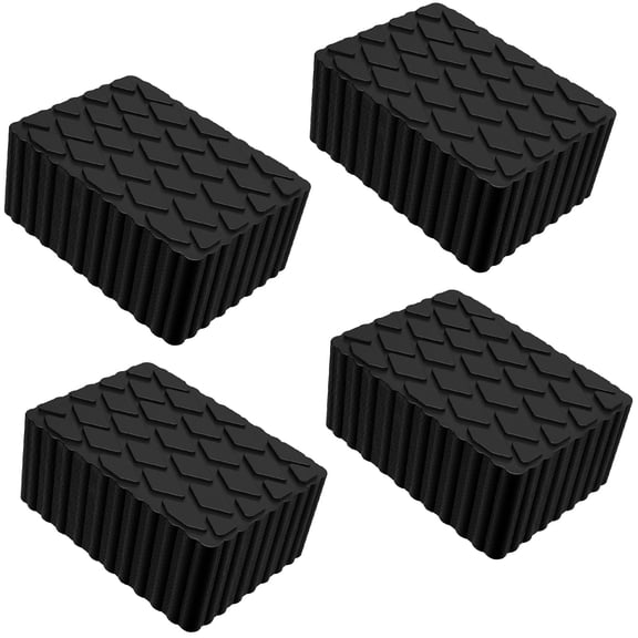 4 Pack Solid Rubber Auto Lift Pads, Anti-Skid Rubber Blocks for Car Lifts, Jacks and Racks, 6.33" x 4.75" x 3" Jack Stand Pads with 3000 lbs Capacity