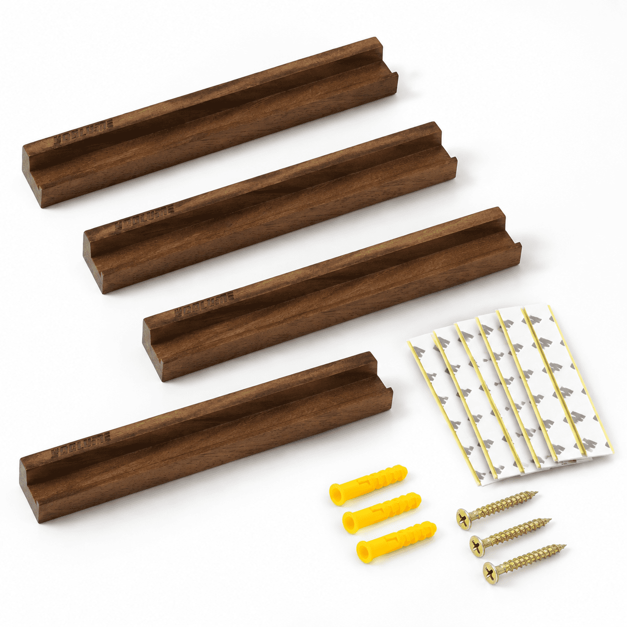 Mount Options 4 Pack Solid Walnut Wood Floating Vinyl Record Shelves with Adhesive ...