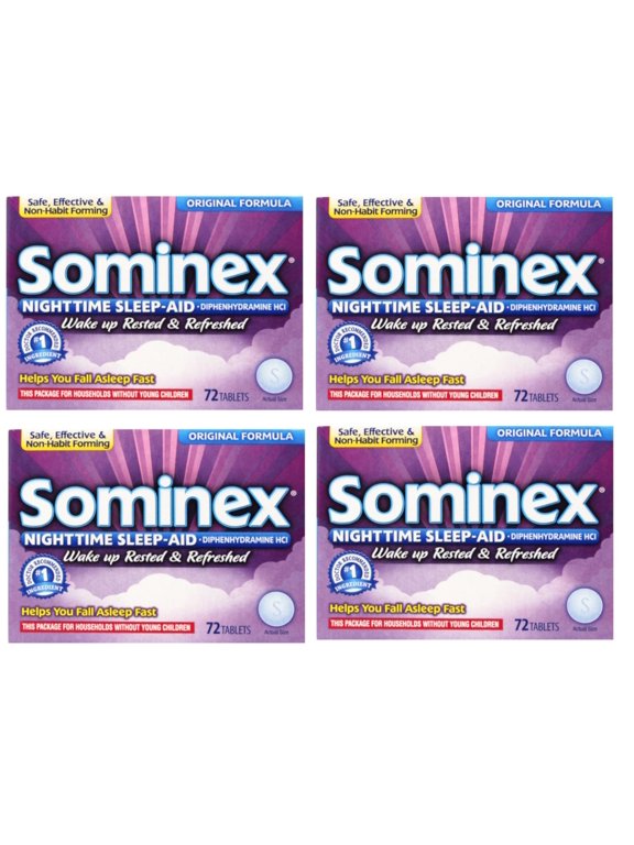 4 Pack - Sominex Original Formula Night-Time Sleep Aid Tablets, 72 Count