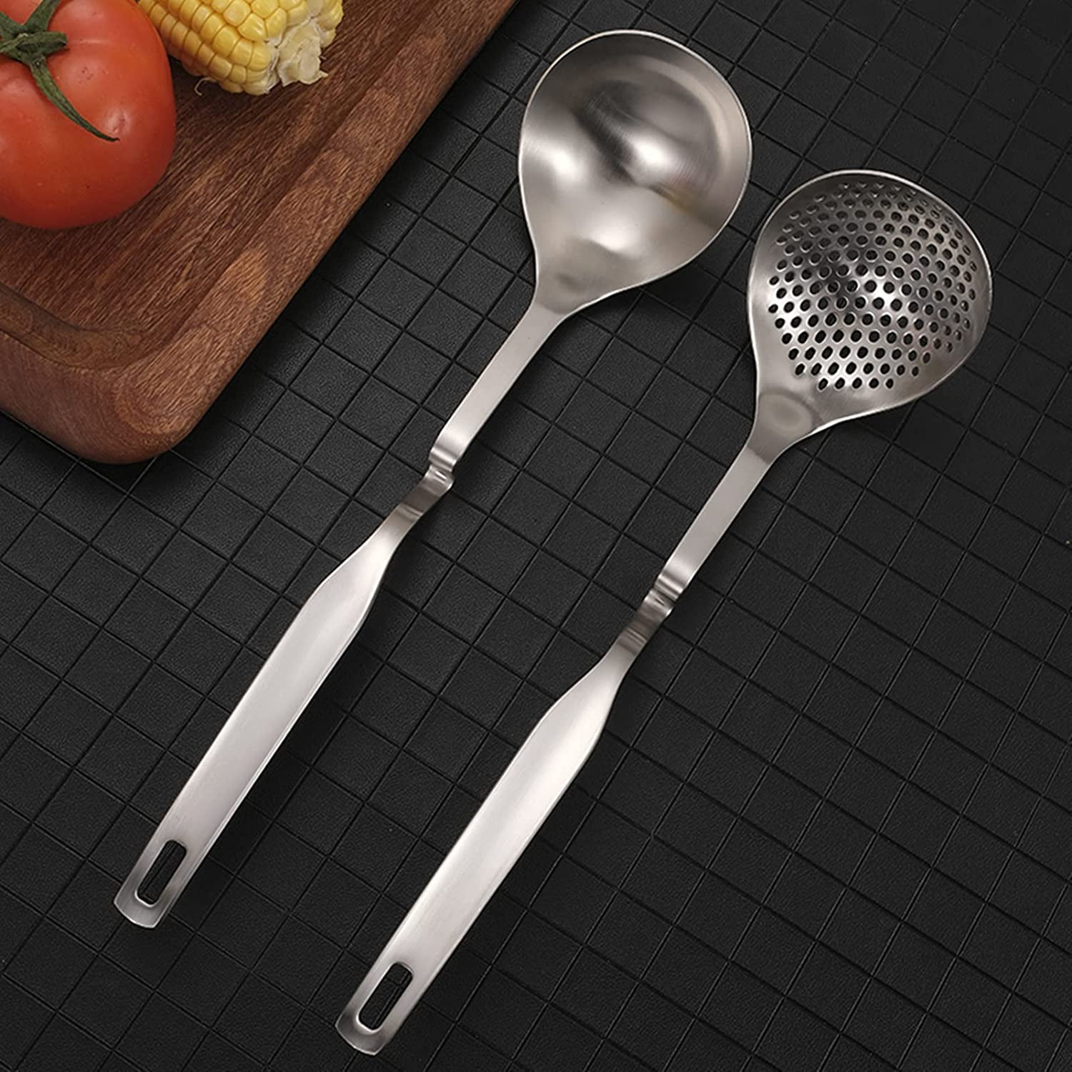 4 Pack Soup Ladle Soup Colander, SUS304 Stainless Steel Slotted Hot Pot ...
