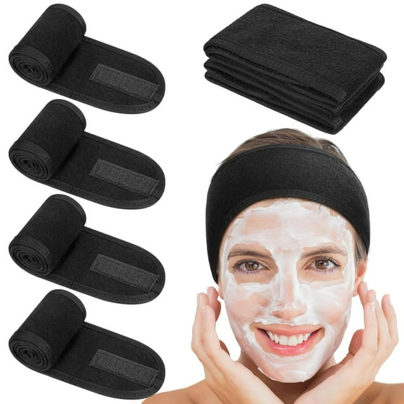 4 Pack Spa Facial Headbands for Women, Adjustable Face Wash Headband Make Up Wrap Head for Washing Face for Shower Yoga