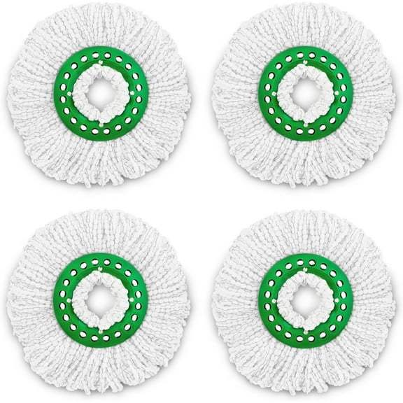 4 Pack Spin Mop Head Replacement Compatible with Libman Tornado,Microfiber Mop Head,Green Machine Washable Mop Refills Replacements,Household Cleaning Tools,White