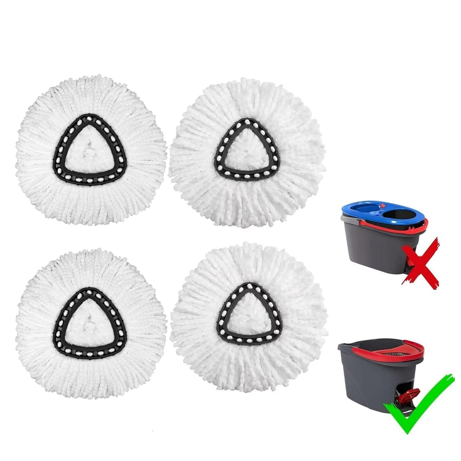 4-Pack White Cotton Microfiber Spin Mop Replacement Heads