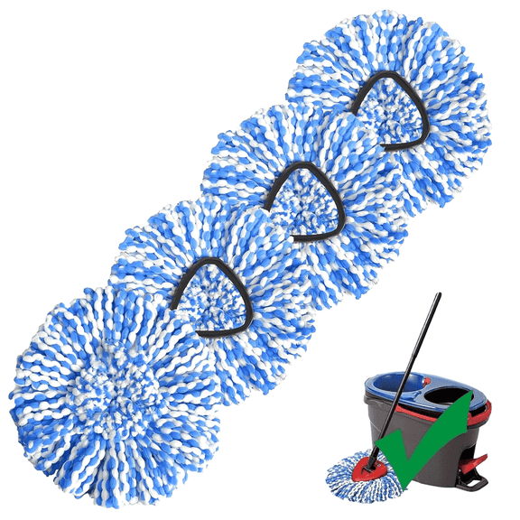 [4 Pack]Spin Mop Replace Head, Spin Mop Head Refill, Universal Microfiber Replacement Mop Heads, Machine Washable, Deep Cleaning and Easy-to-Replace(White)