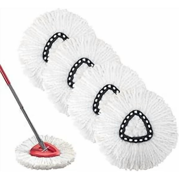4 Pack Spin Mop Replacement Heads, 100% Microfiber Spin Mop Refill for Easy Wring Compatible with Triangle Spin Mop, 360 Degree Spinning Mop Replace Head for Floor Cleaning