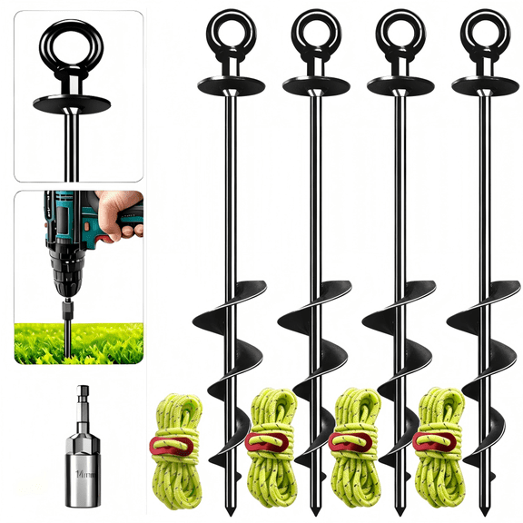 4 Pack Spiral Trampoline Anchors