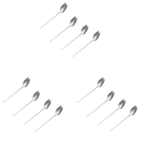 4 Pack Spork Stainless Steel Metal Spork For Everyday Household Use 7.4 Inch Long Handle Dessert Spoons Ice Spoons Forks Flatware Set Spork For Fruit Dess