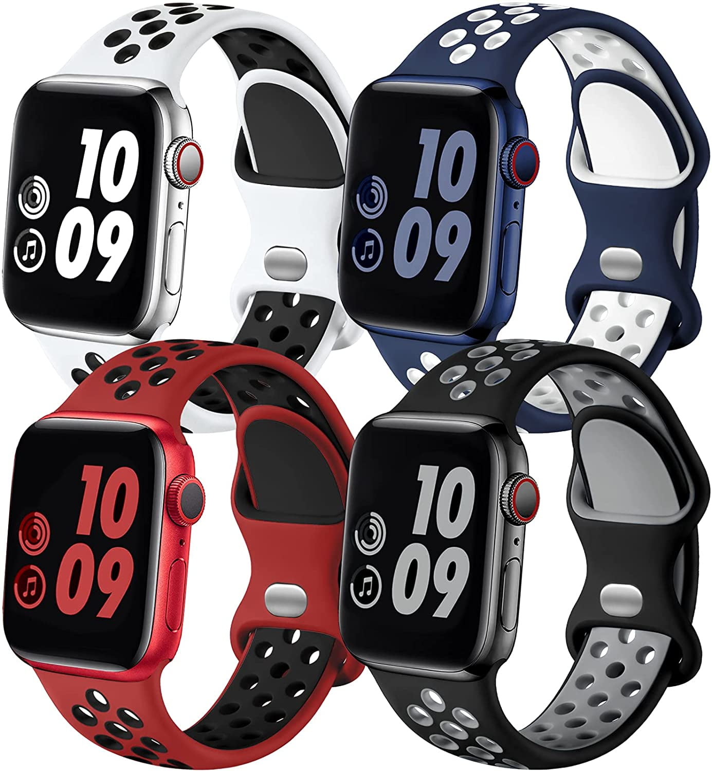 4 Pack Sport Bands for Apple Watch 49mm 41mm 40mm 38mm 45mm 44mm 42mm for Women Men, Durable