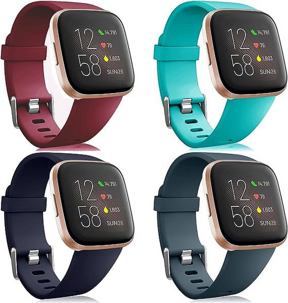 4 Pack Sport Bands Compatible with Fitbit Versa 2 / Fitbit Versa/Versa