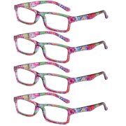 4 Pack Spring Hinges Reading Glasses Rectangle Readers Presbyopic glasses