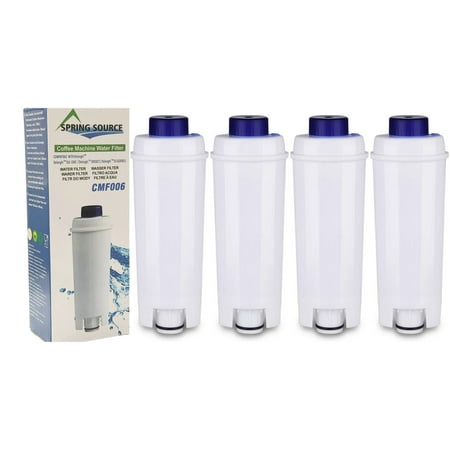 4-Pack Spring Source Coffee Espresso Machine Water Filter Replacement For DeLonghi DLSC002, DLS C002, SER3017, 551329811, ESAM, ECAM, ETAM Series