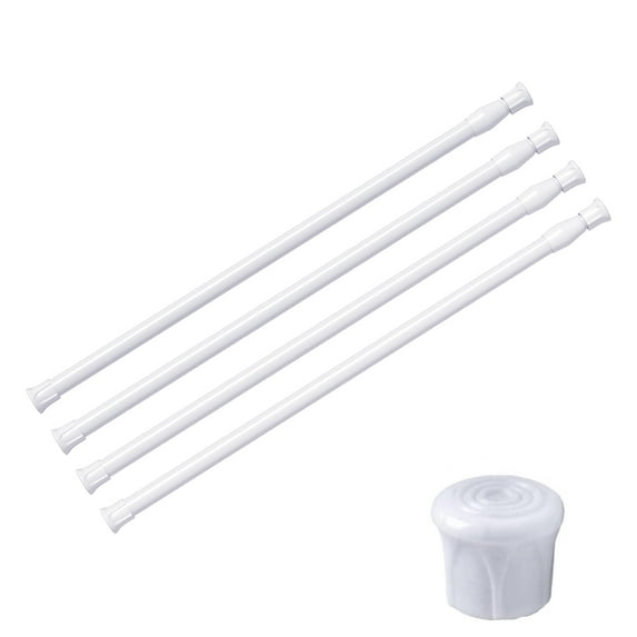 4 Pack Spring Tension Curtain Rod 15.7 to 28 Inch, Tension Rods No Drill for Window Cupboard Closet, White
