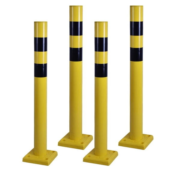 4 Pack SpringBack Safety Bollard 42 Inch Height 4 Inch Diameter Flexible Impact Resistant Post for Traffic Control, Parking Lot and Warehouse Safety