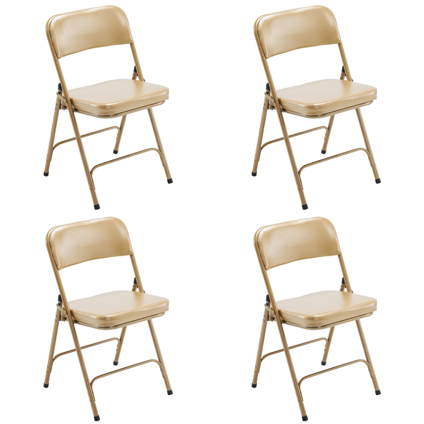 4 Pack Square Folding Chairs with Padded Seat and Back, Modern Foldable