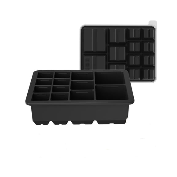4 Pack Square Silicone Ice Trays With Lids, 13 Cavity Large Ice Mold For Cocktails
