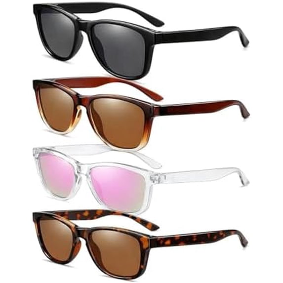 4 Pack Square Sunglasses for Men Women