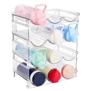 Sindcom 4 Pack Stackable Bottle Holder Storage Rack, Plastic Water Bottle Organizer, Clear