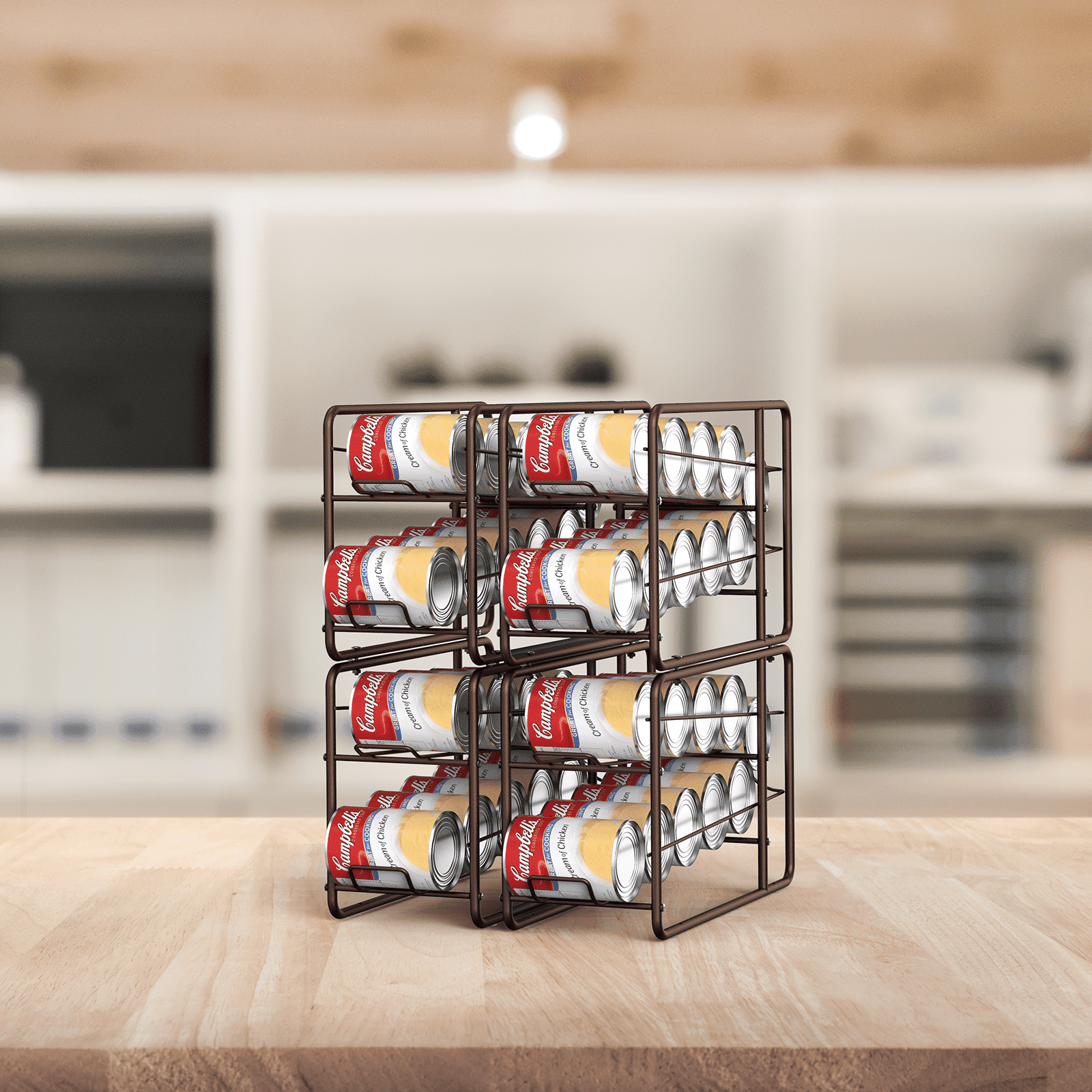 Can Food Rack 4-Pack Stackable Can Dispenser Rack, Sliding Canned Food Organizer for ...