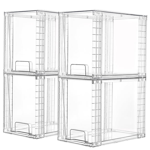 4 Pack Stackable Clear Acrylic Storage Drawers with Handles, Easy ...