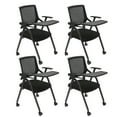 thumbnail image 1 of 4 Pack - Stackable Conference Room Chairs, Waiting Room Chairs with Wheels, Folding Office Chair with Desktop, Office Guest Chairs for Office School Church Conference Waiting Room Black, 1 of 16