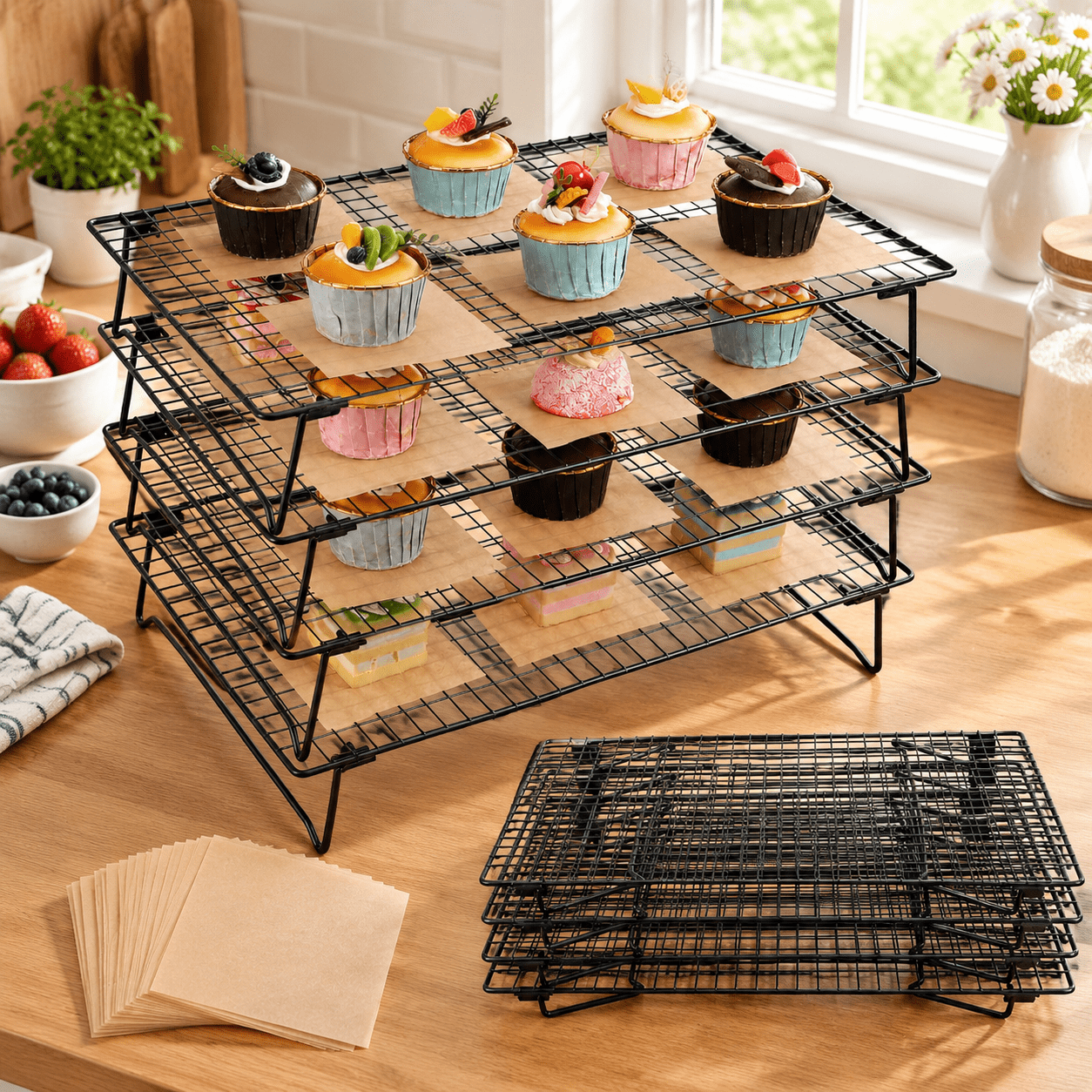 4 Pack Stackable Cooling Rack Set 4 Tier 17