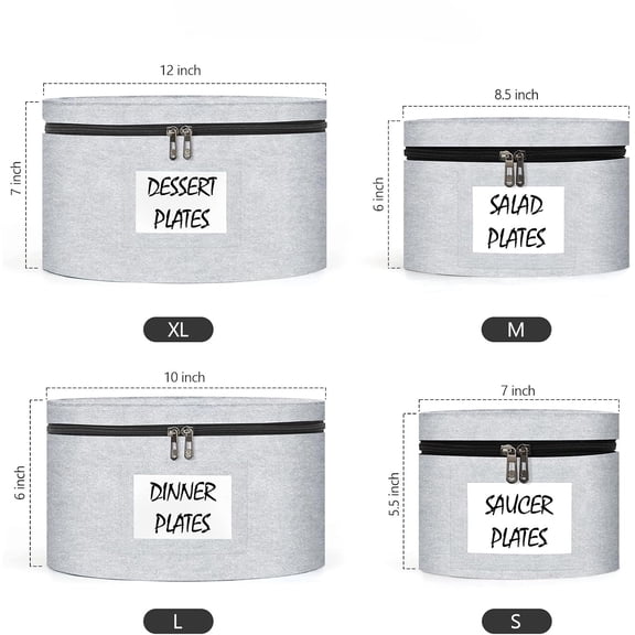 4-Pack Stackable Dinnerware Storage Containers with Dish Dividers