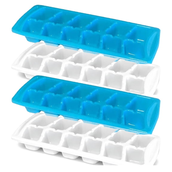 4-Pack Stackable Ice Cube Trays, 12-Cube Each, Blue & White  Dependable Industries Inc. Essentials