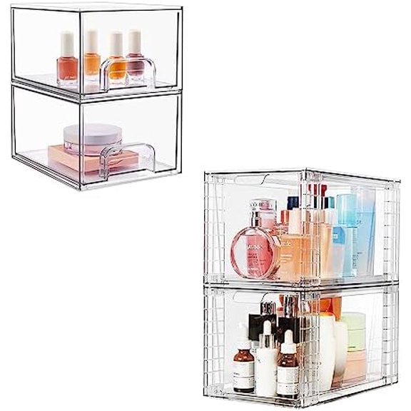 4 Pack Stackable Makeup Organizer Storage Drawers Set$$Home Decor, Kitchen, & Other