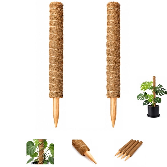 4 Pack Stackable Moss Poles, Extendable Indoor Plant Support Stakes up to 70Inches, Coir Totem Climbing Plant Supports for Monstera, Pothos & Vining Plants