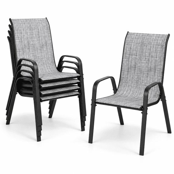 4 Pack Stackable Patio Dining Chairs, Textilene Sling Outdoor Chairs ...
