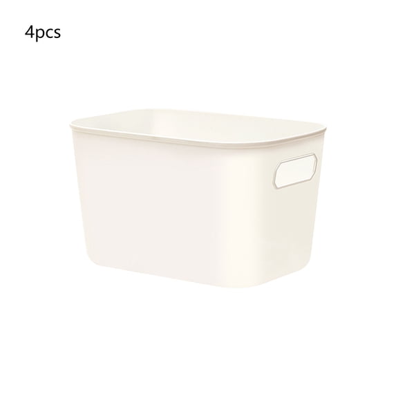 4 Pack Stackable Plastic Storage Baskets Multipurpose Household Organizer Bins For Books And Clothes White