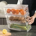 thumbnail image 1 of 4 Pack Stackable Refrigerator Organizer Bins with Handles for Fridge, Freezer, Kitchen, Pantry Storage, 1 of 4