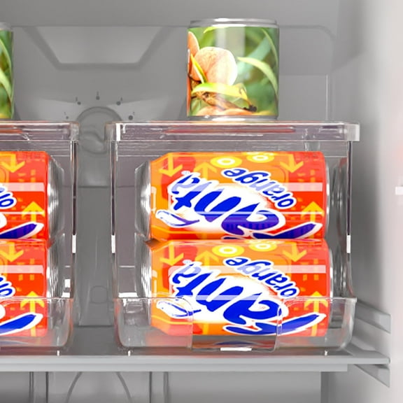 4 Pack Stackable Soda Can Organizer for Fridge, Clear Storage Bins with Lid Holds 12 Cans Each