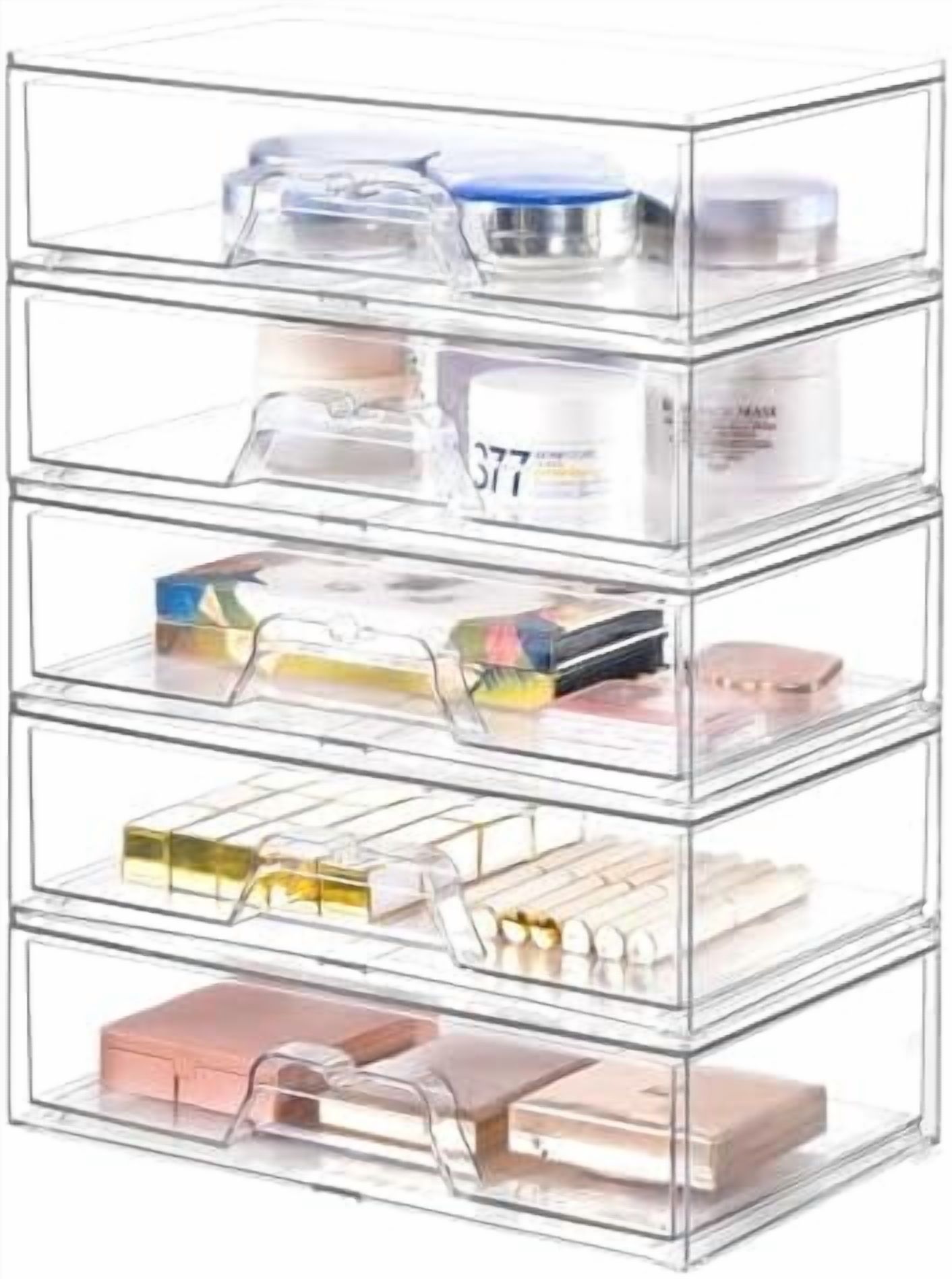 4 Pack Stackable Storage Drawers Clear Acrylic Organizer Bathroom ...