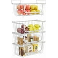 thumbnail image 1 of 4 Pack Stackable Wire Baskets with Handles for Pantry Organizers and Storage, Fruit and Vegetable wire storage baskets, Potato and Onion Storage Bin, Metal Baskets for Organizing Snacks, Cans (White), 1 of 17