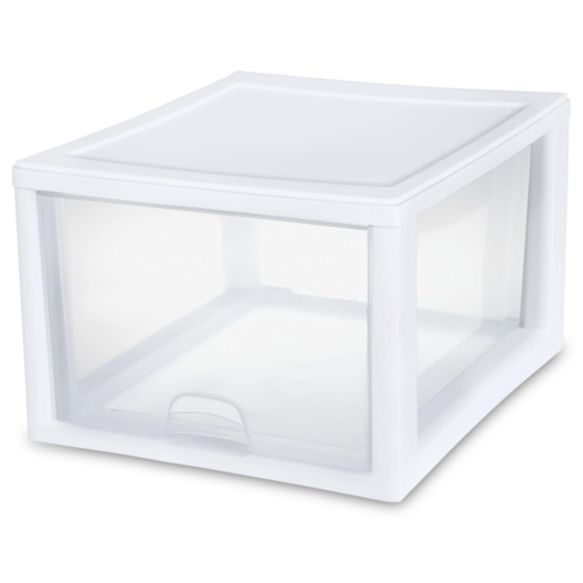 4-Pack Stacking Drawer, Clear Storage Closet Organizer, 27 Quart, White ...