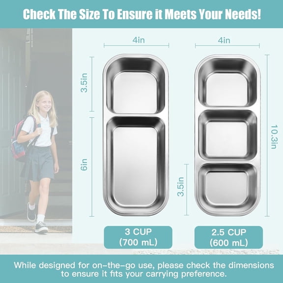 4 Pack Stainless Steel Bento Lunch Containers with Lids  2 & 3 Compartment 304 Stainless Steel Meal Prep Boxes, Leakproof BPA-Free for Work, Travel & Everyday Use