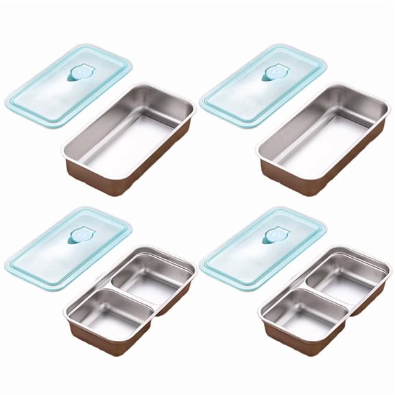 4 Pack Stainless Steel Containers Reusable,Compartment Food Storage Containers with Leakproof Lids Prep Dishwasher Safe