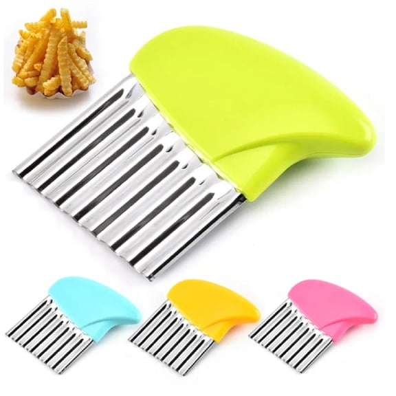 4 Pack Stainless Steel Crinkle Cutters, Wavy Vegetable Slicer and French Fry Cutter for Kitchen Prep, TIKA