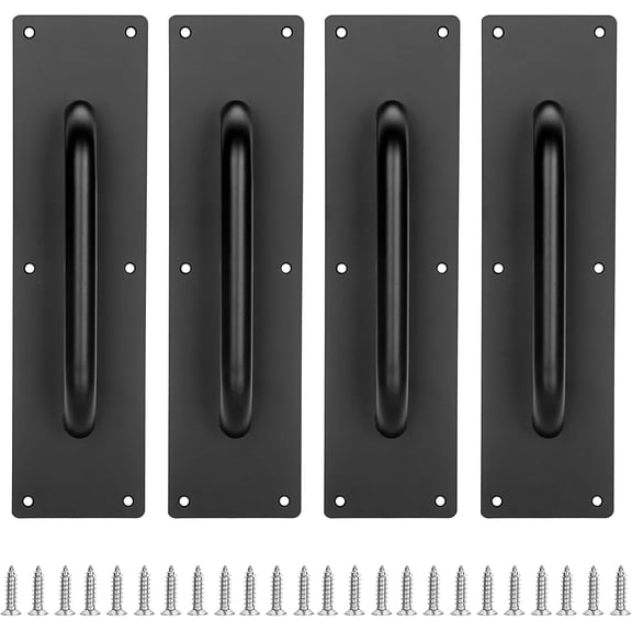 4-Pack Stainless Steel Door Push Plates, Black Pull Handles with Screws for Home Office