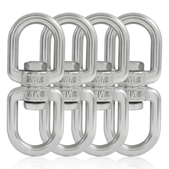 4 Pack Stainless Steel Double-Ended Swivel Hooks - Heavy Duty 360° Rotating Eye Hooks for Outdoor Gear - Rustproof & Corrosion-Resistant Swivel Shackle Rings