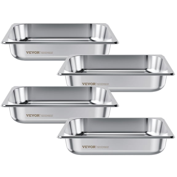 4-Pack Stainless Steel Half-Size Steam Table Pan, 2.5" Deep Anti-Jam Catering Pans for Buffet, Restaurant & Home Use - Reusable & Rustproof